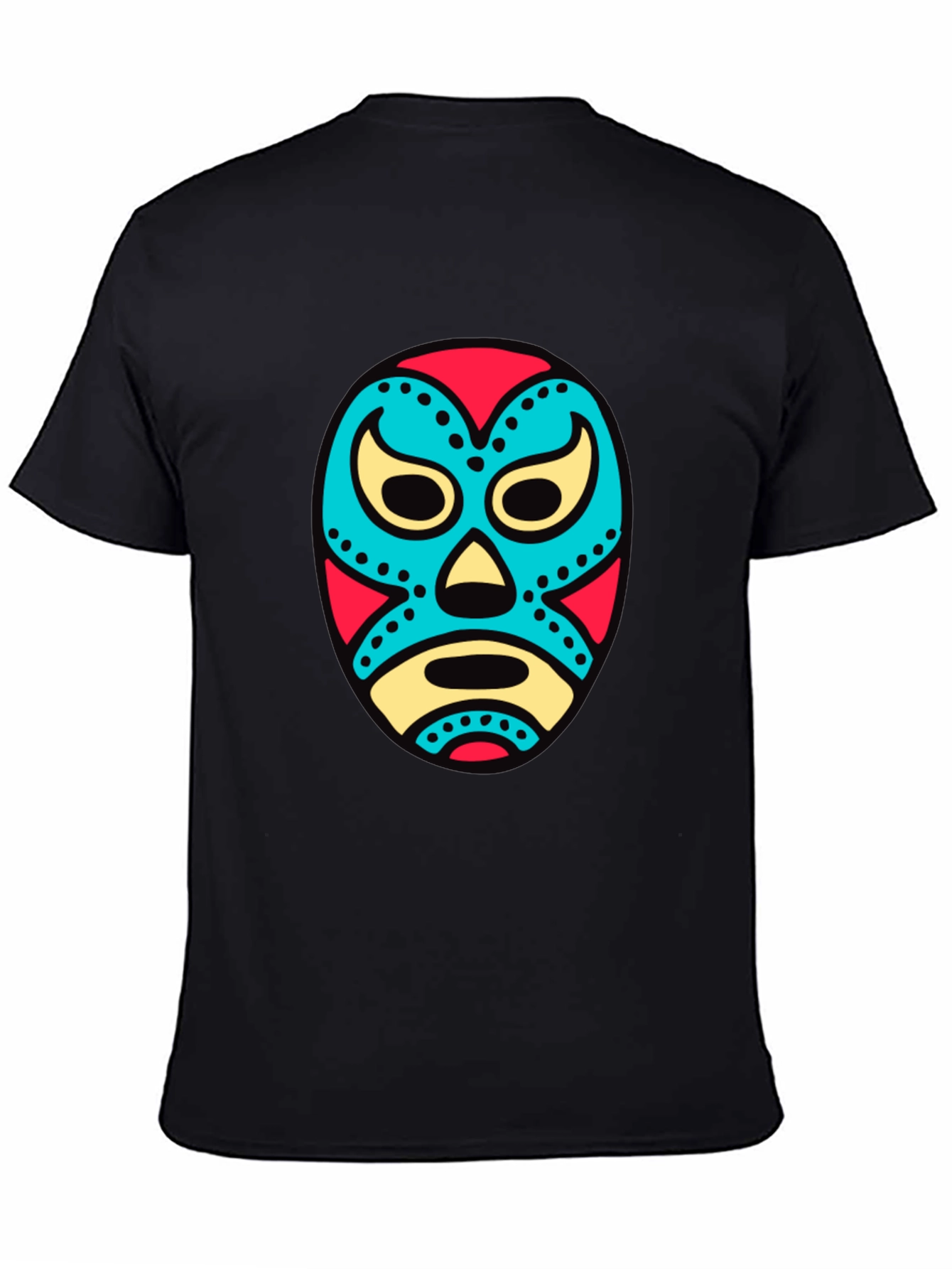 Colorful Lucha Libre Mask Graphic Tee - Black