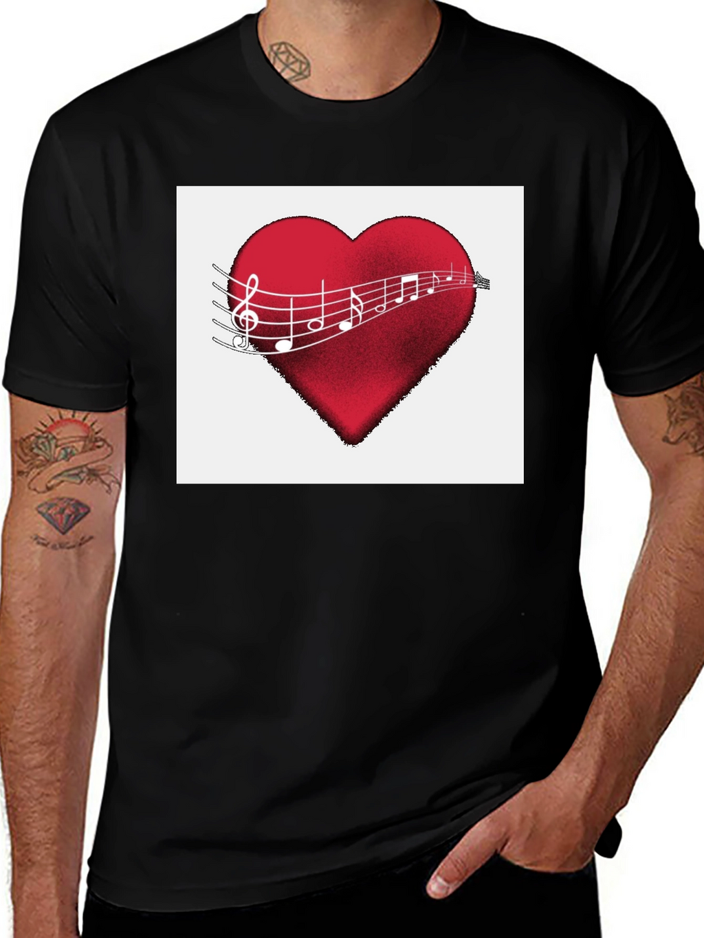 Musical Heartbeat T-Shirt - Black Cotton Tee