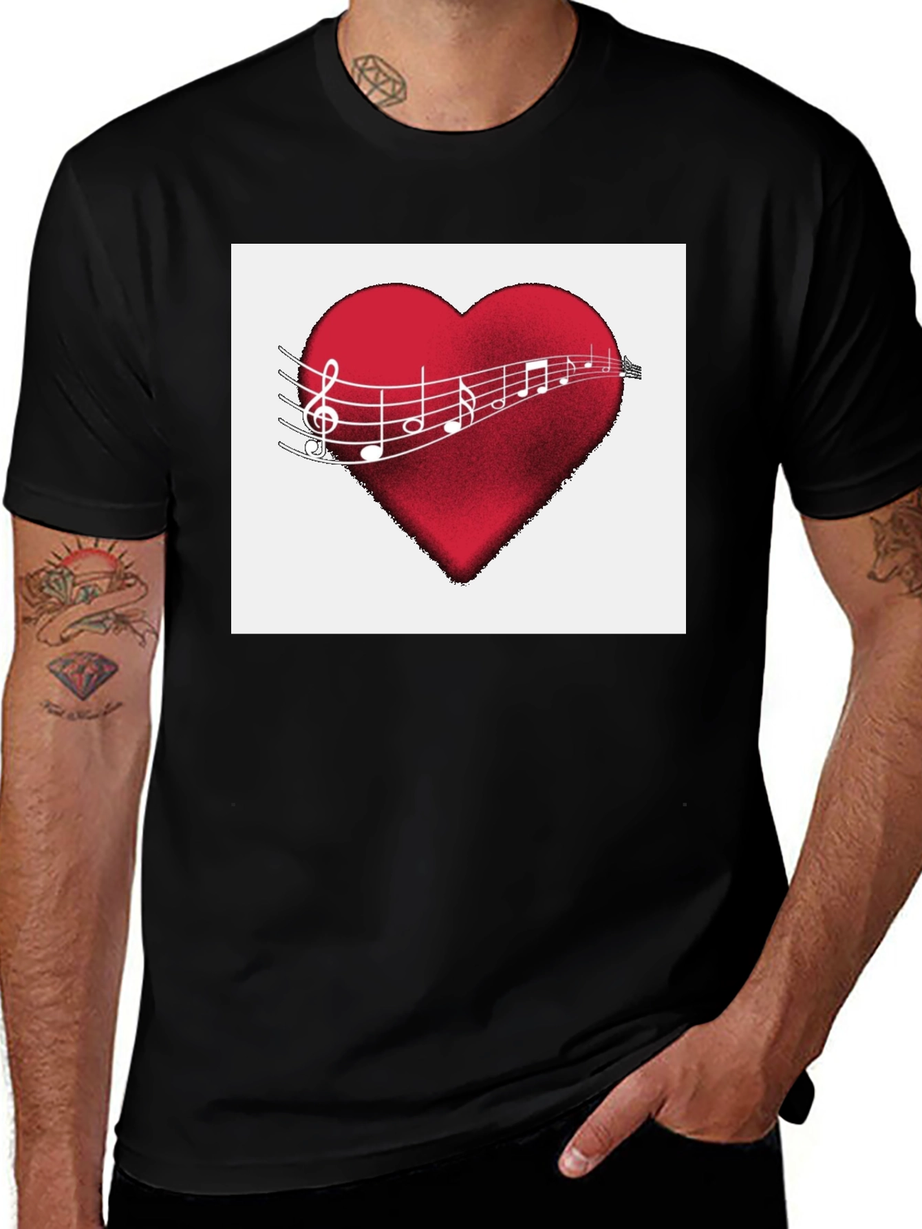 Musical Heartbeat T-Shirt - Black Cotton Tee