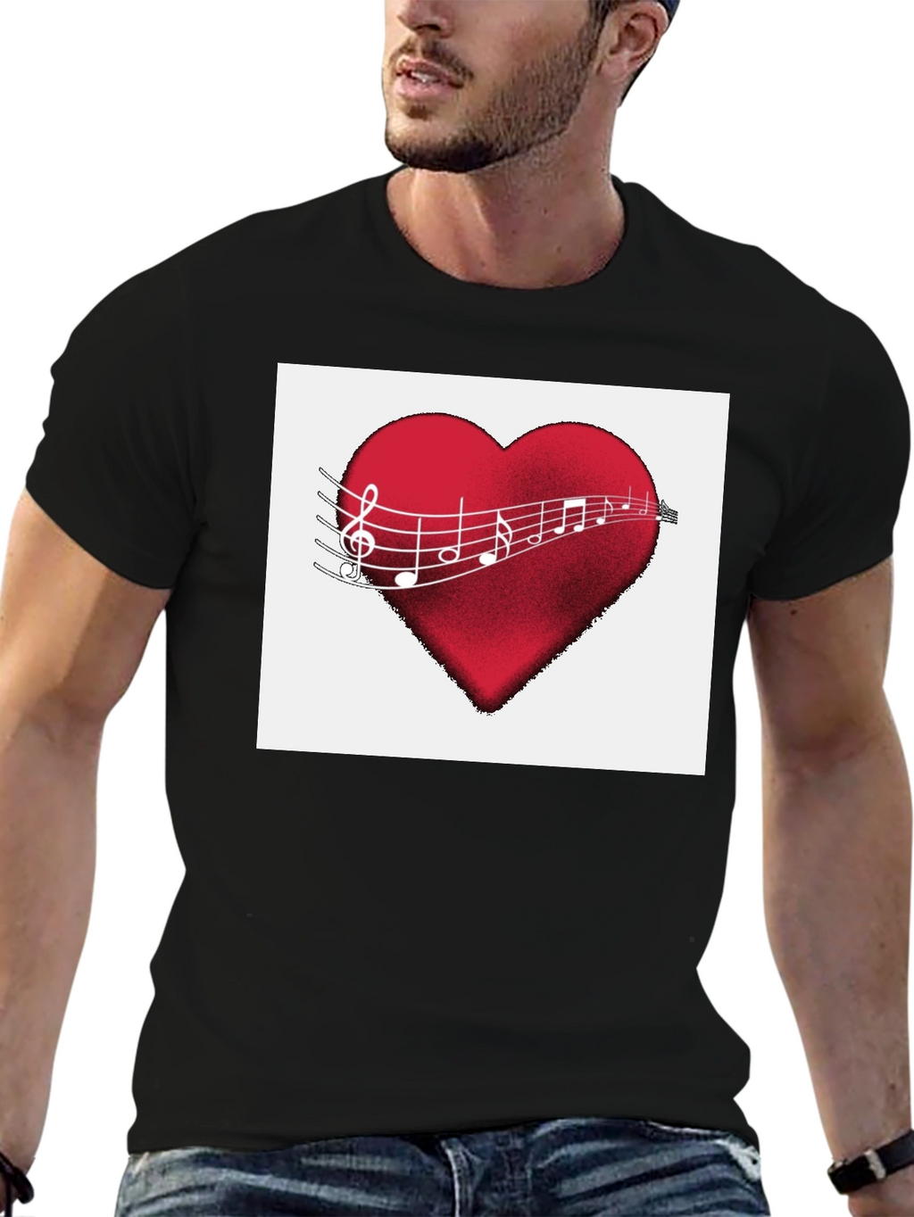 Musical Heartbeat T-Shirt - Black Cotton Tee