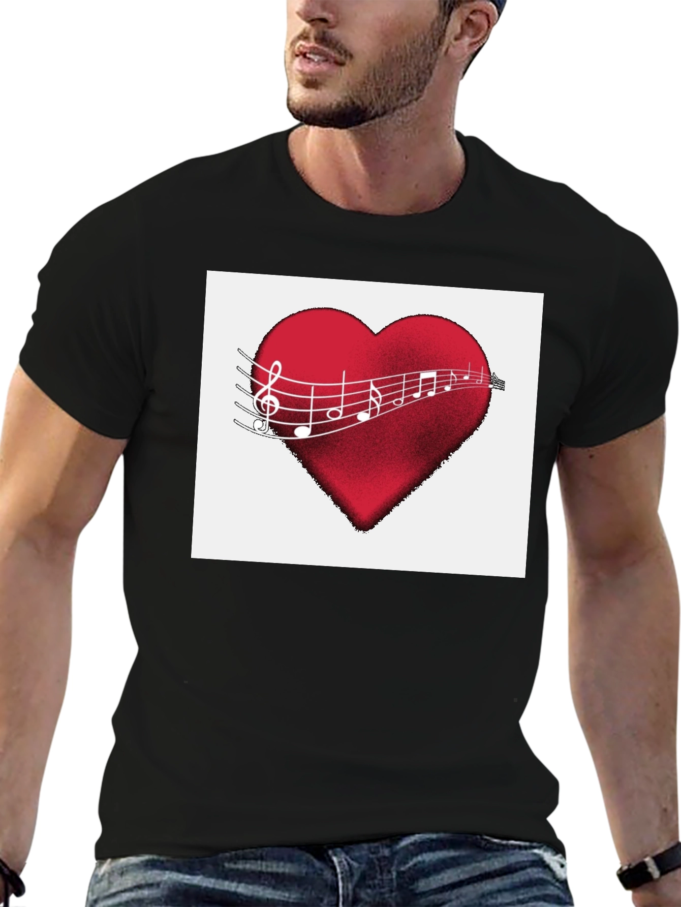 Musical Heartbeat T-Shirt - Black Cotton Tee