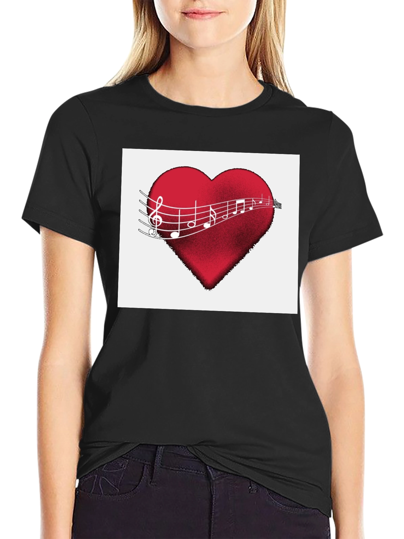 Musical Heartbeat T-Shirt - Black Cotton Tee