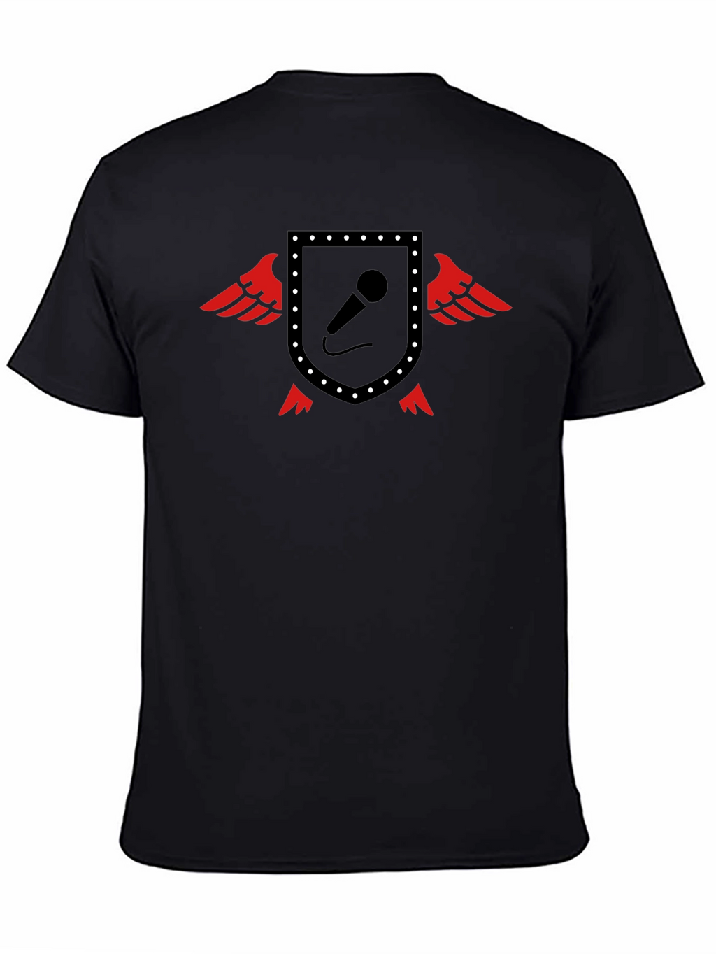 Winged Microphone Crest Graphic Tee - Black