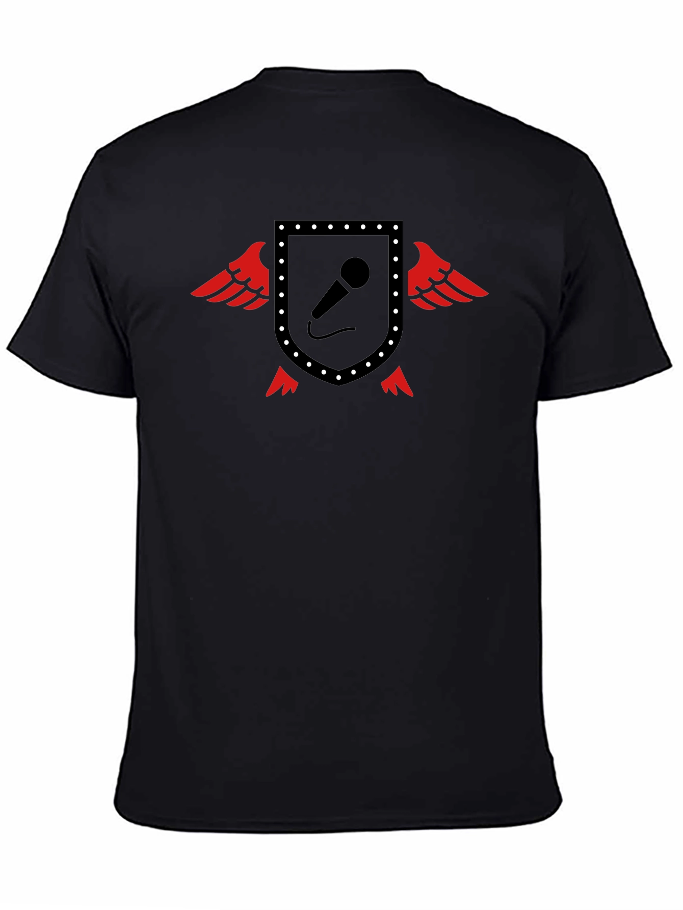 Winged Microphone Crest Graphic Tee - Black