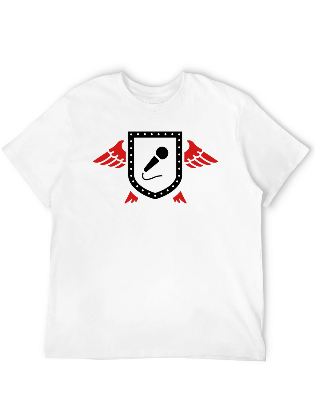 Winged Microphone Crest Graphic Tee - Black
