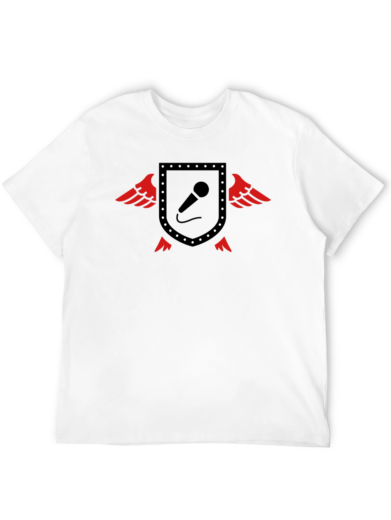 Winged Microphone Crest Graphic Tee - Black