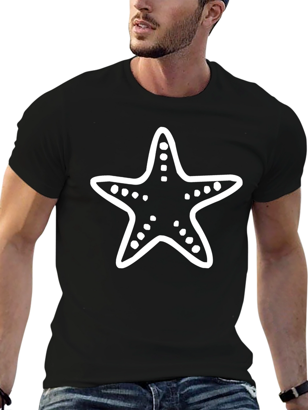 Starfish Graphic Tee - Casual Black T-Shirt