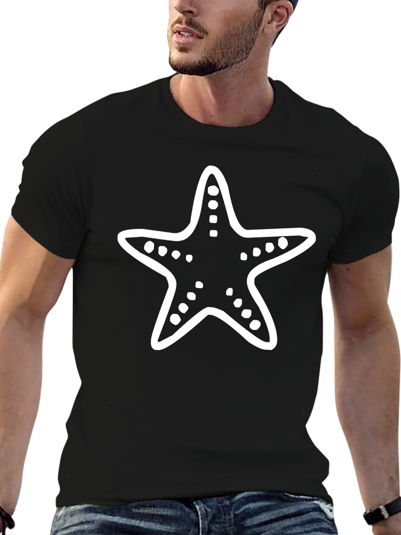 Starfish Graphic Tee - Casual Black T-Shirt