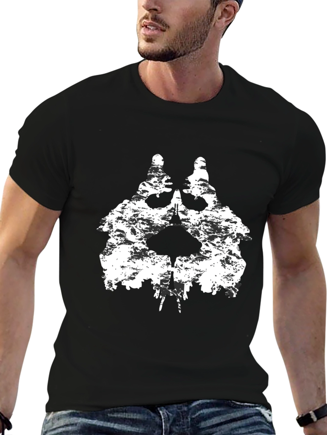 Grunge Skull Graphic Black T-Shirt