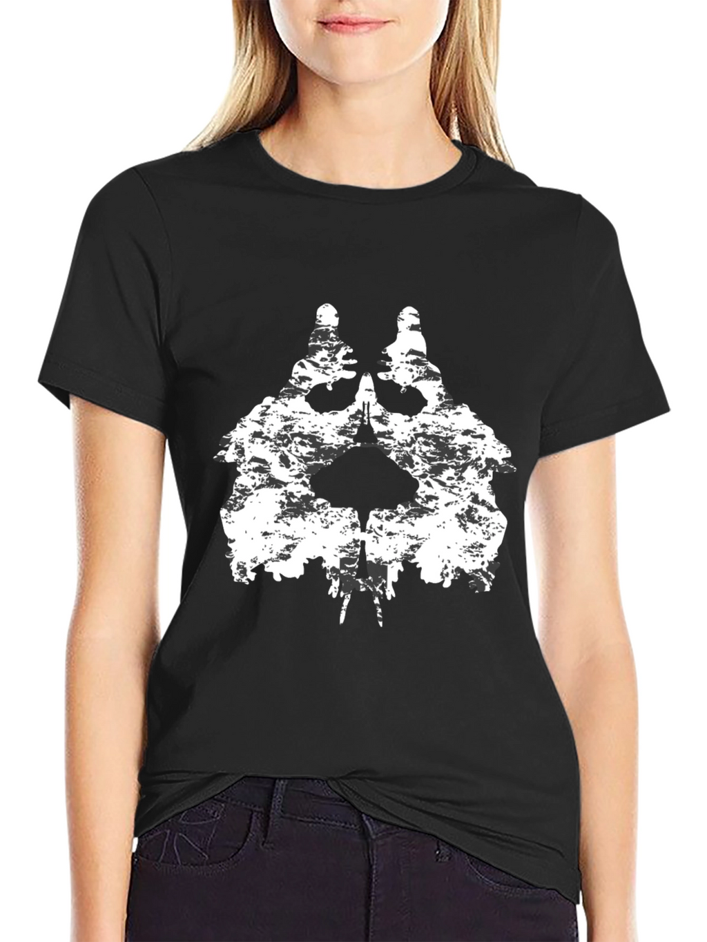 Grunge Skull Graphic Black T-Shirt
