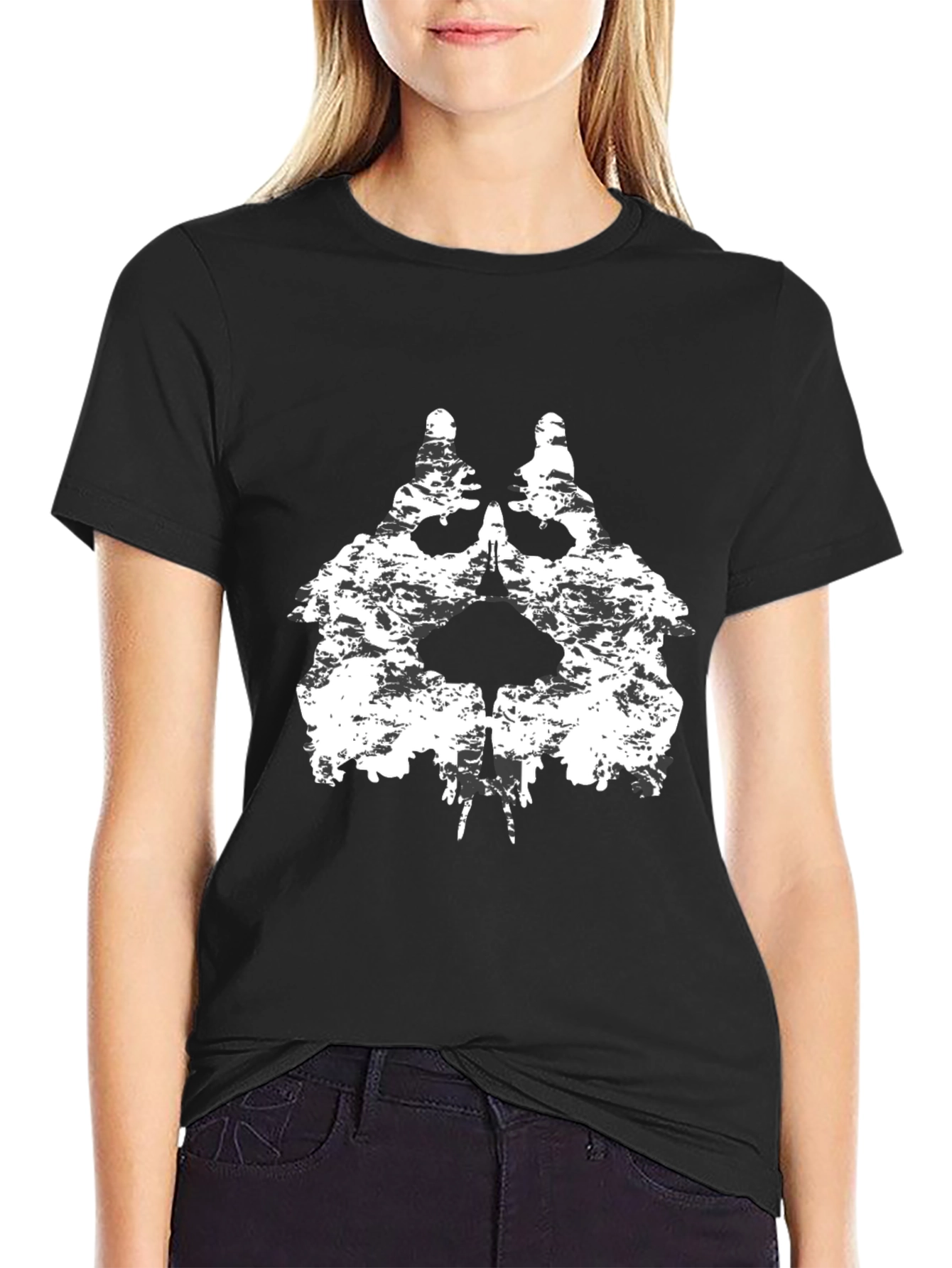 Grunge Skull Graphic Black T-Shirt