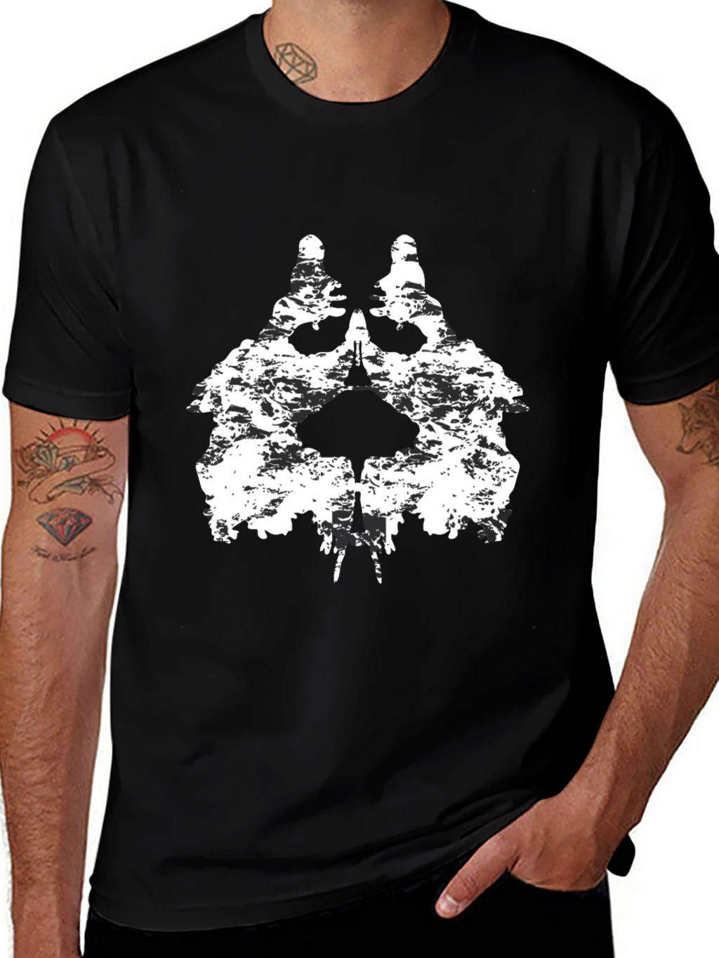 Grunge Skull Graphic Black T-Shirt