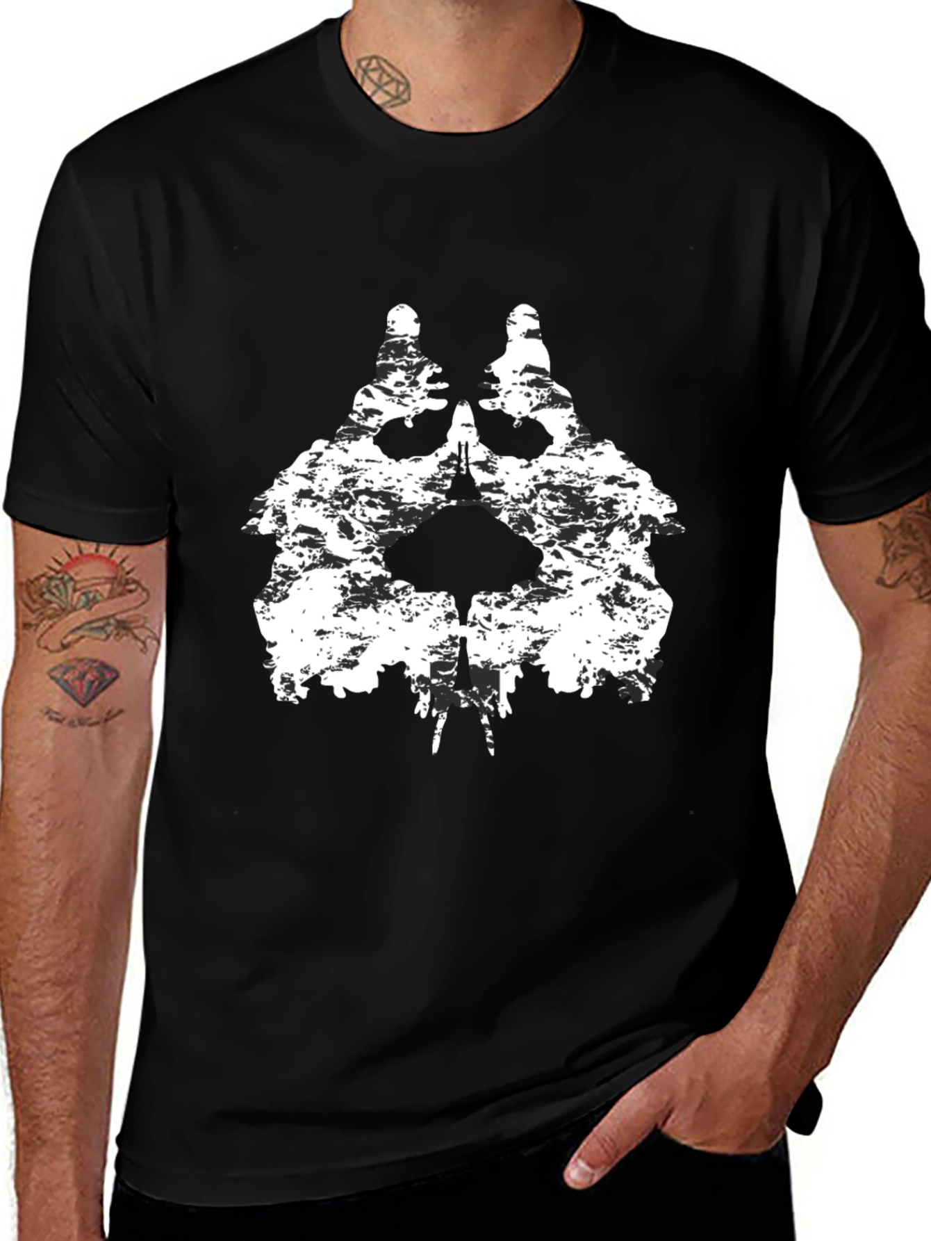 Grunge Skull Graphic Black T-Shirt