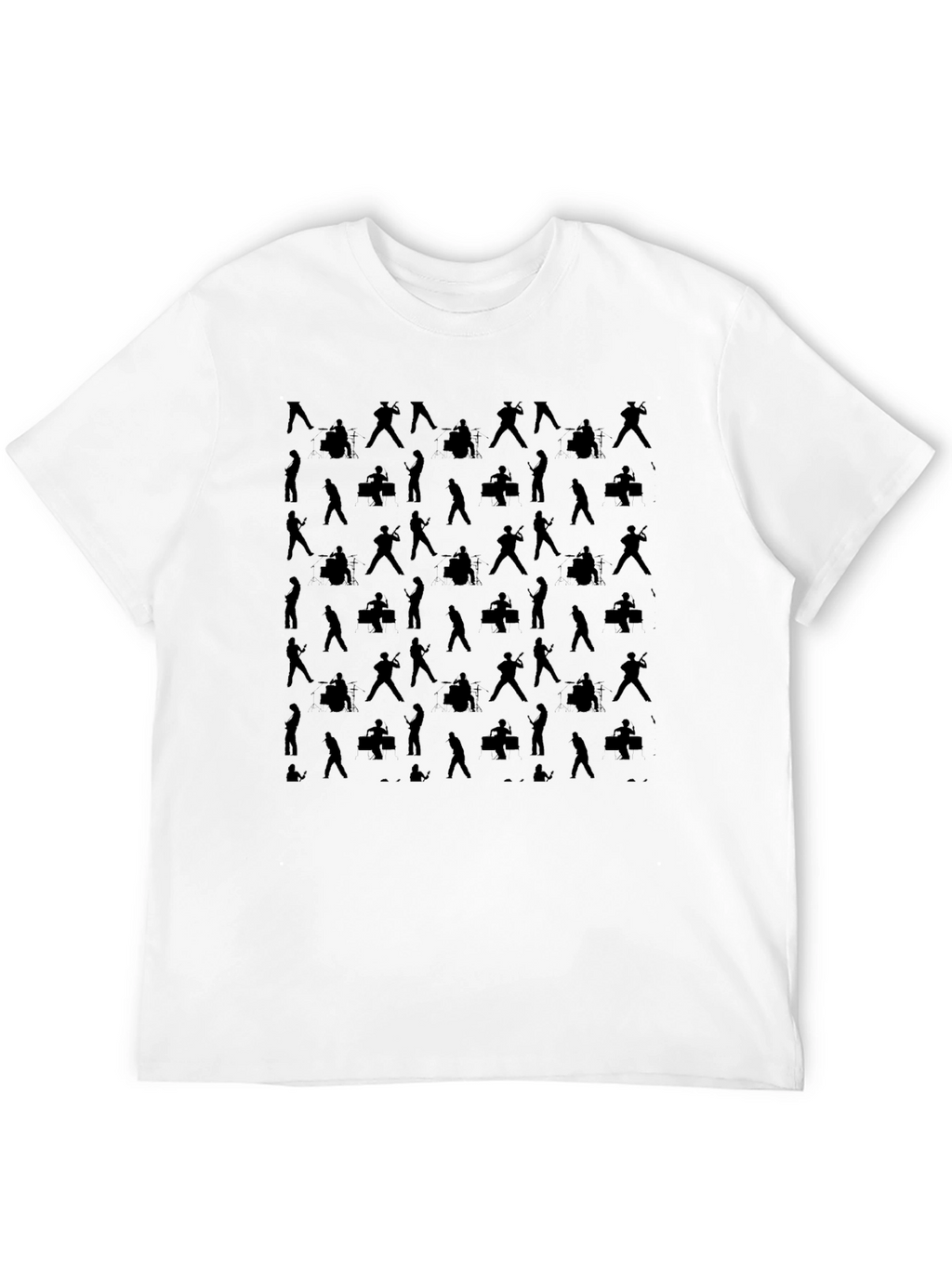 Black Musician Silhouette Pattern T-Shirt