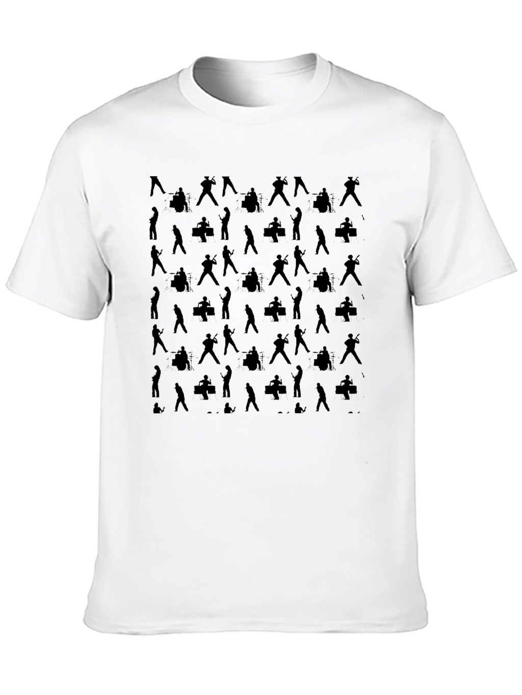 Black Musician Silhouette Pattern T-Shirt