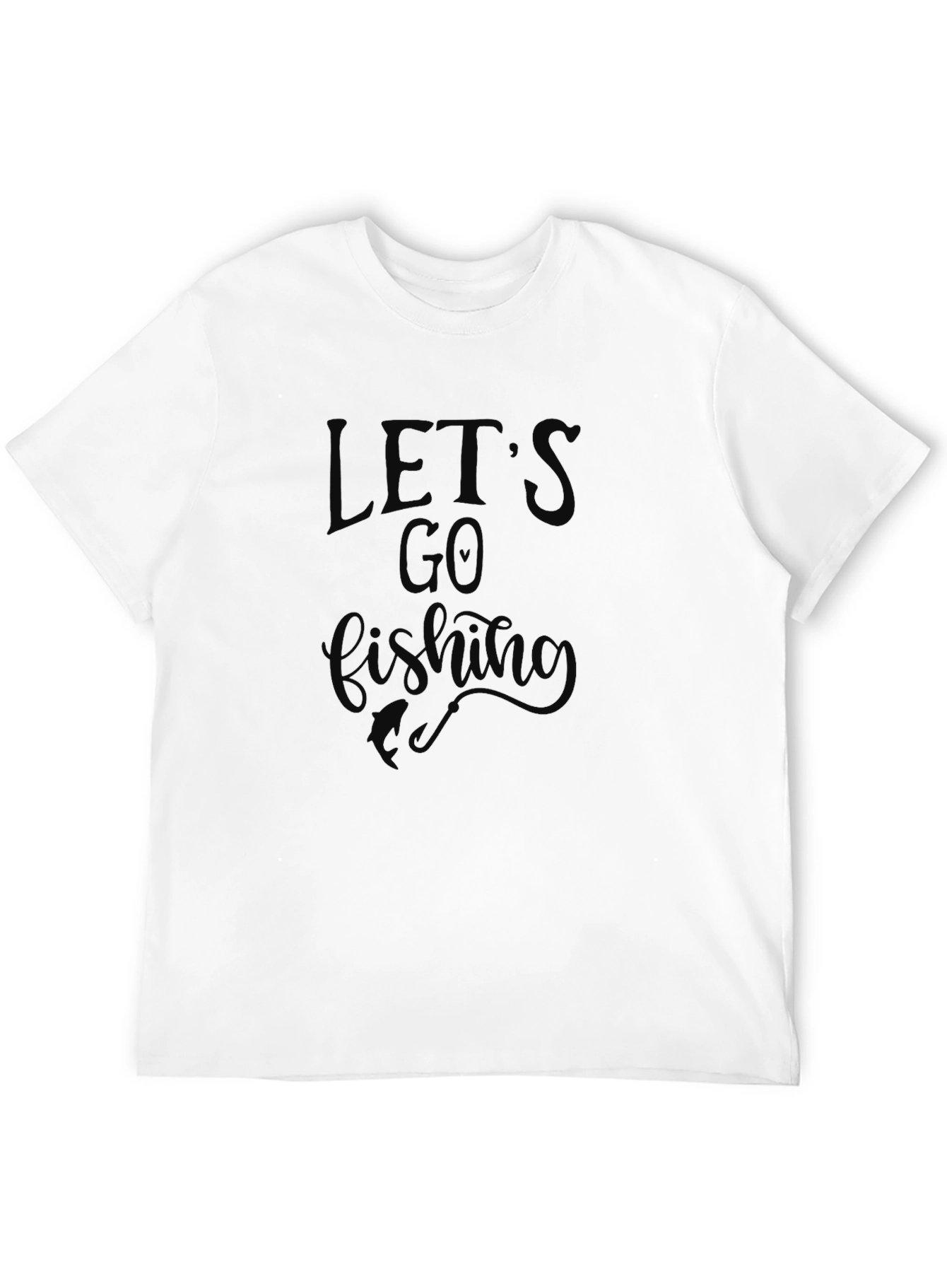 Lets Go Fishing Black Graphic T-Shirt