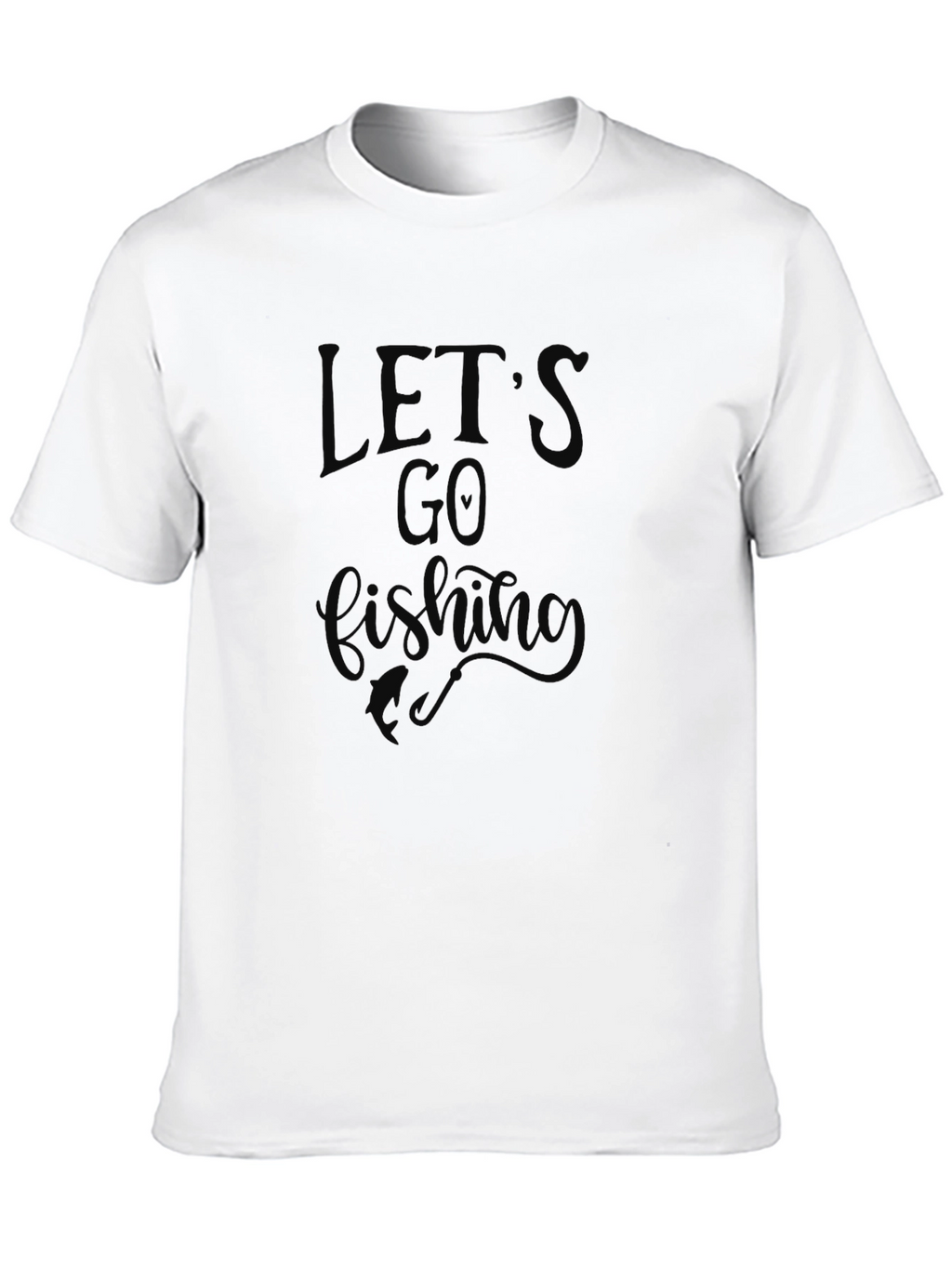 Lets Go Fishing Black Graphic T-Shirt