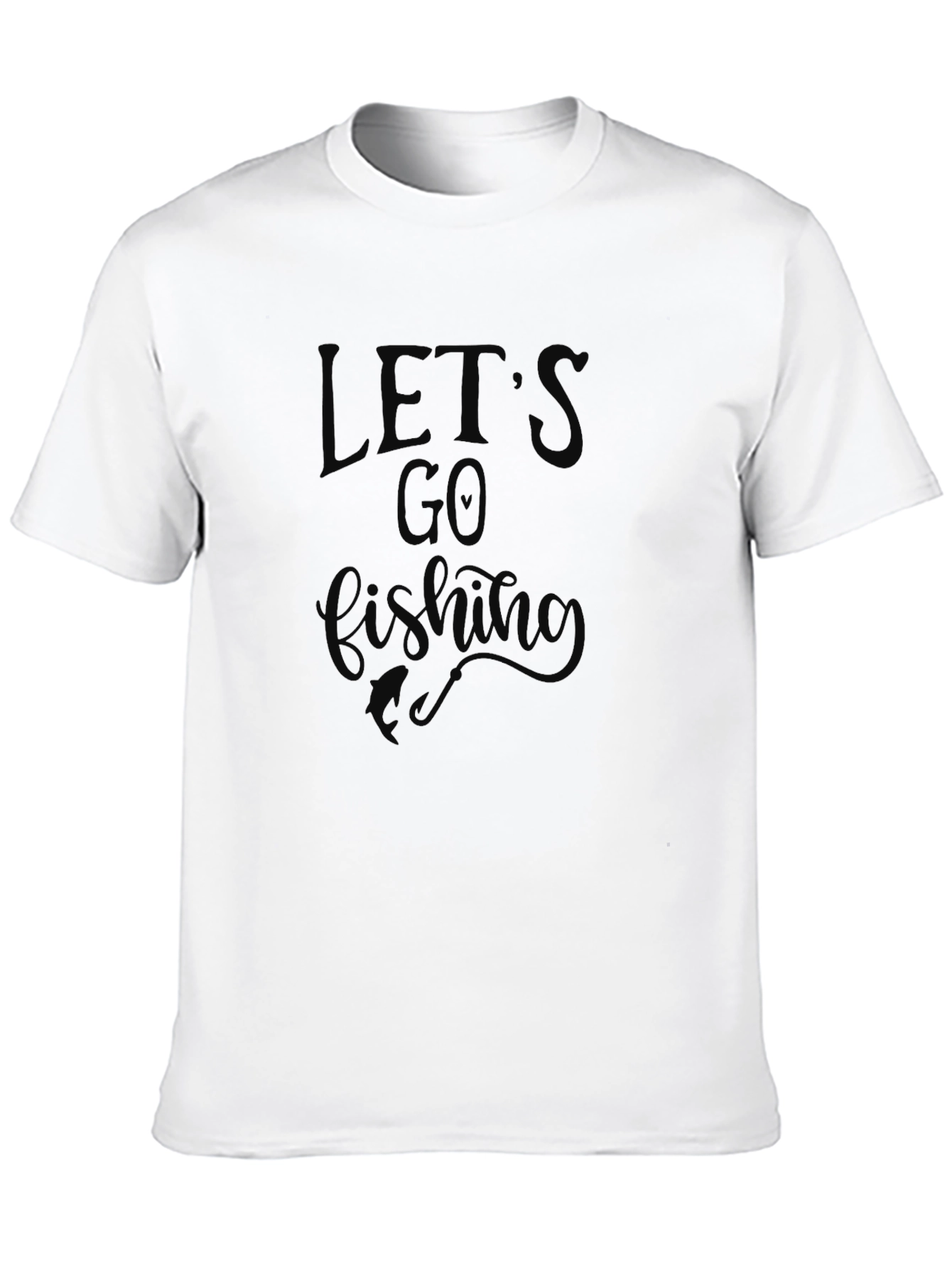 Lets Go Fishing Black Graphic T-Shirt