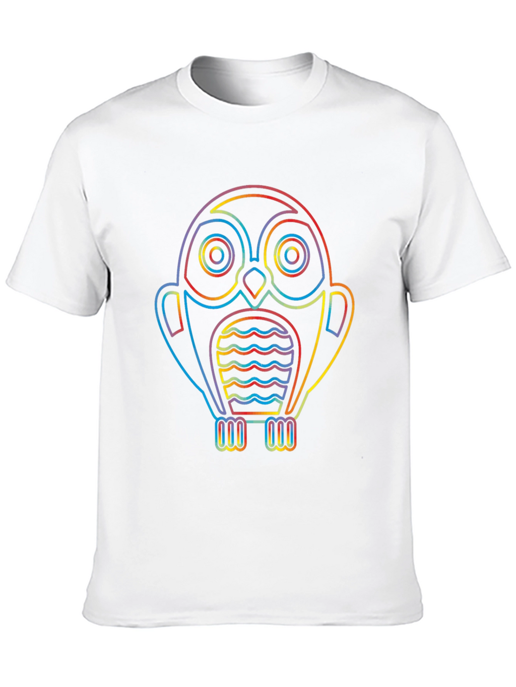 Rainbow Owl Graphic Tee - Stylish Mens Black T-Shirt