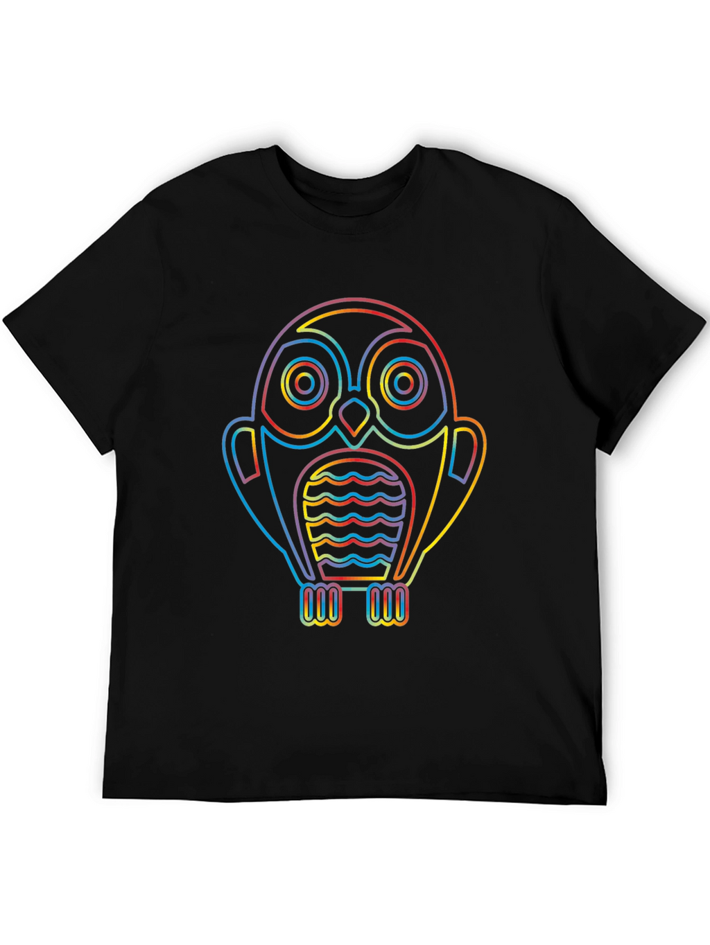 Rainbow Owl Graphic Tee - Stylish Mens Black T-Shirt