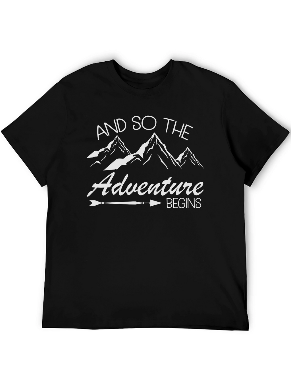 Adventure Begins Graphic Tee - Black Cotton T-Shirt