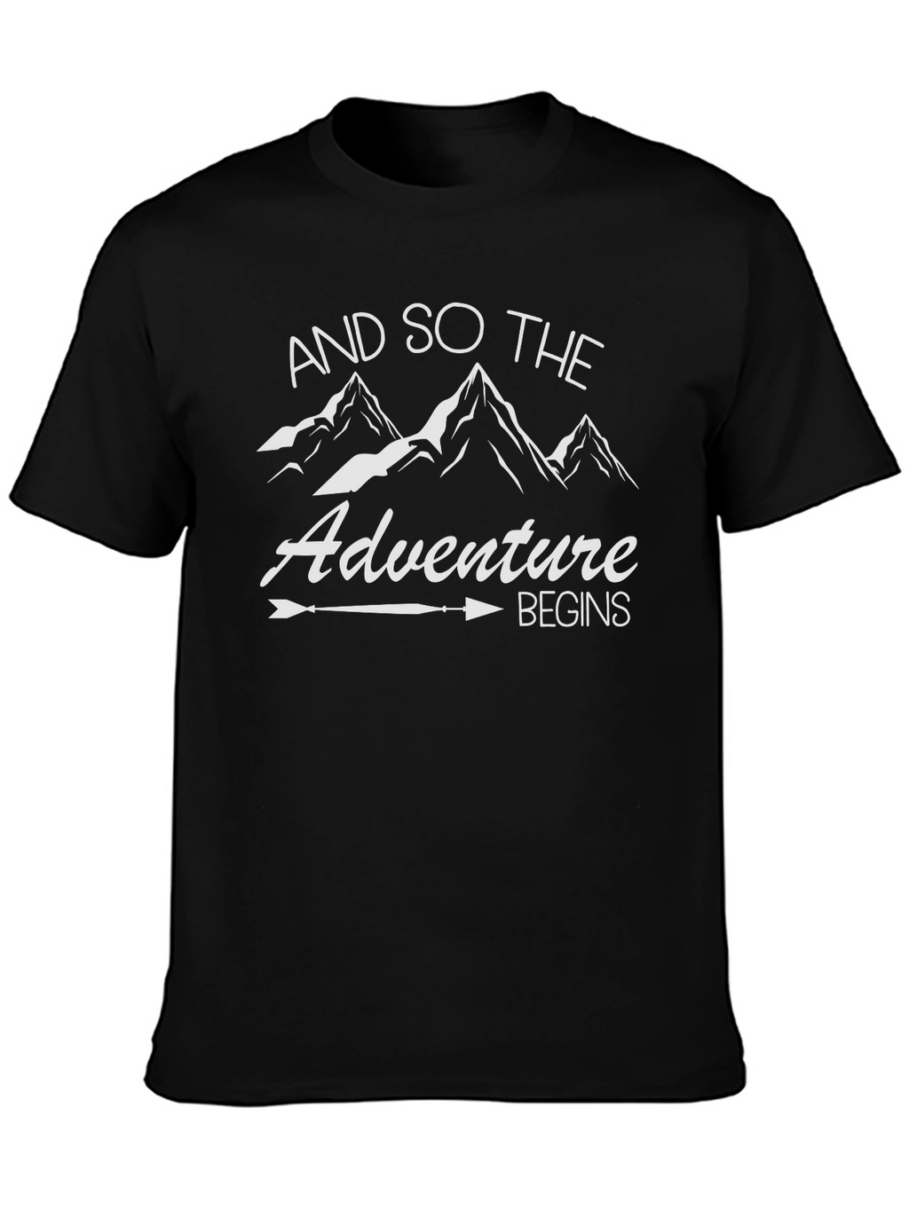 Adventure Begins Graphic Tee - Black Cotton T-Shirt