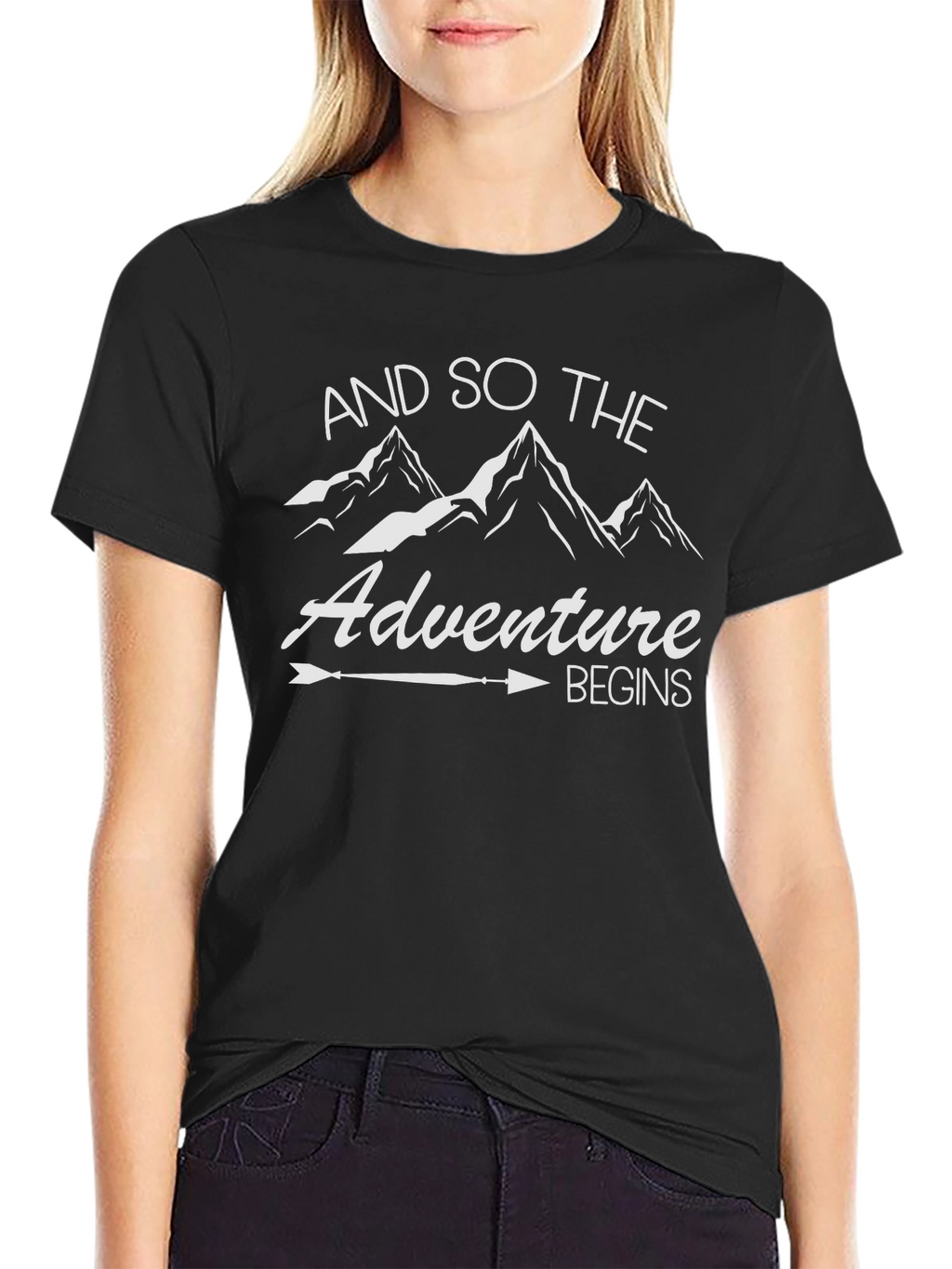 Adventure Begins Graphic Tee - Black Cotton T-Shirt