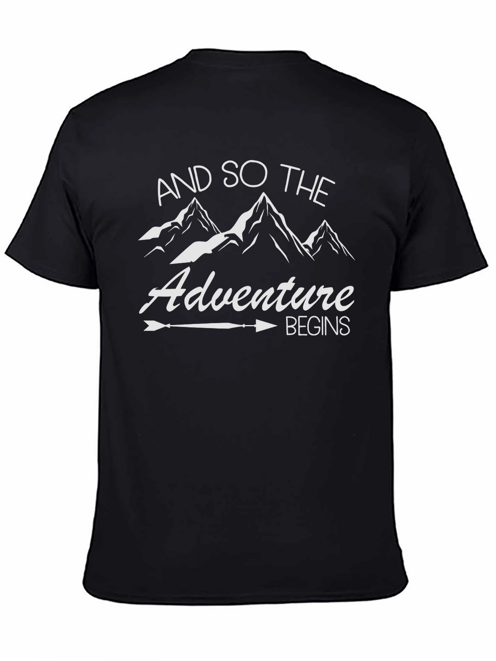 Adventure Begins Graphic Tee - Black Cotton T-Shirt