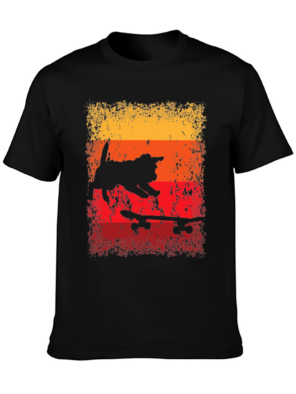 Skateboarding Cat T-Shirt - Retro Style