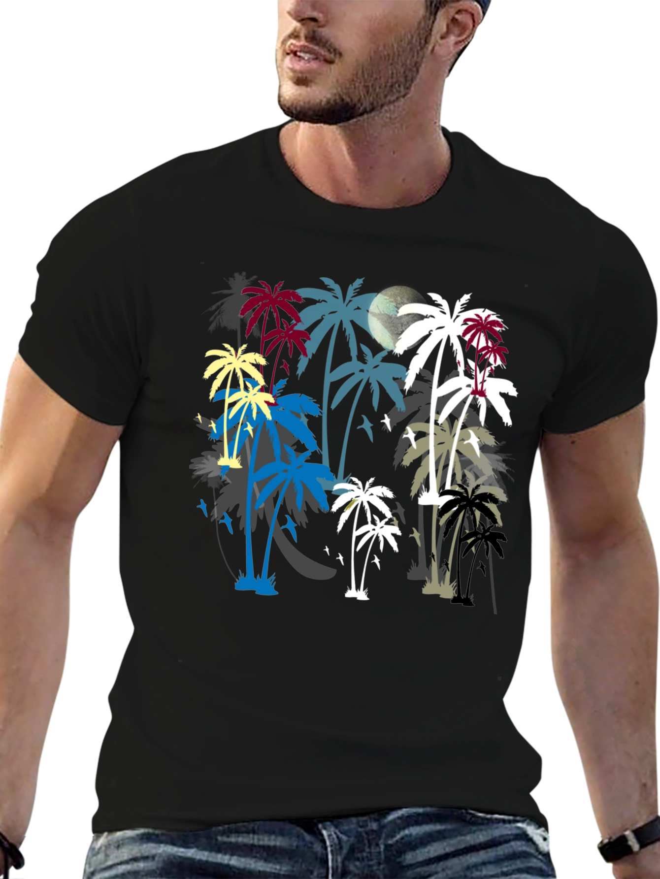 Tropical Palm Tree Silhouette Graphic T-Shirt