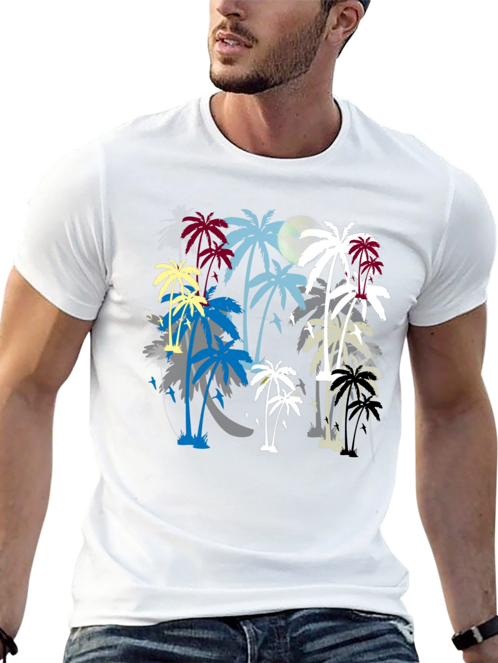 Tropical Palm Tree Silhouette Graphic T-Shirt