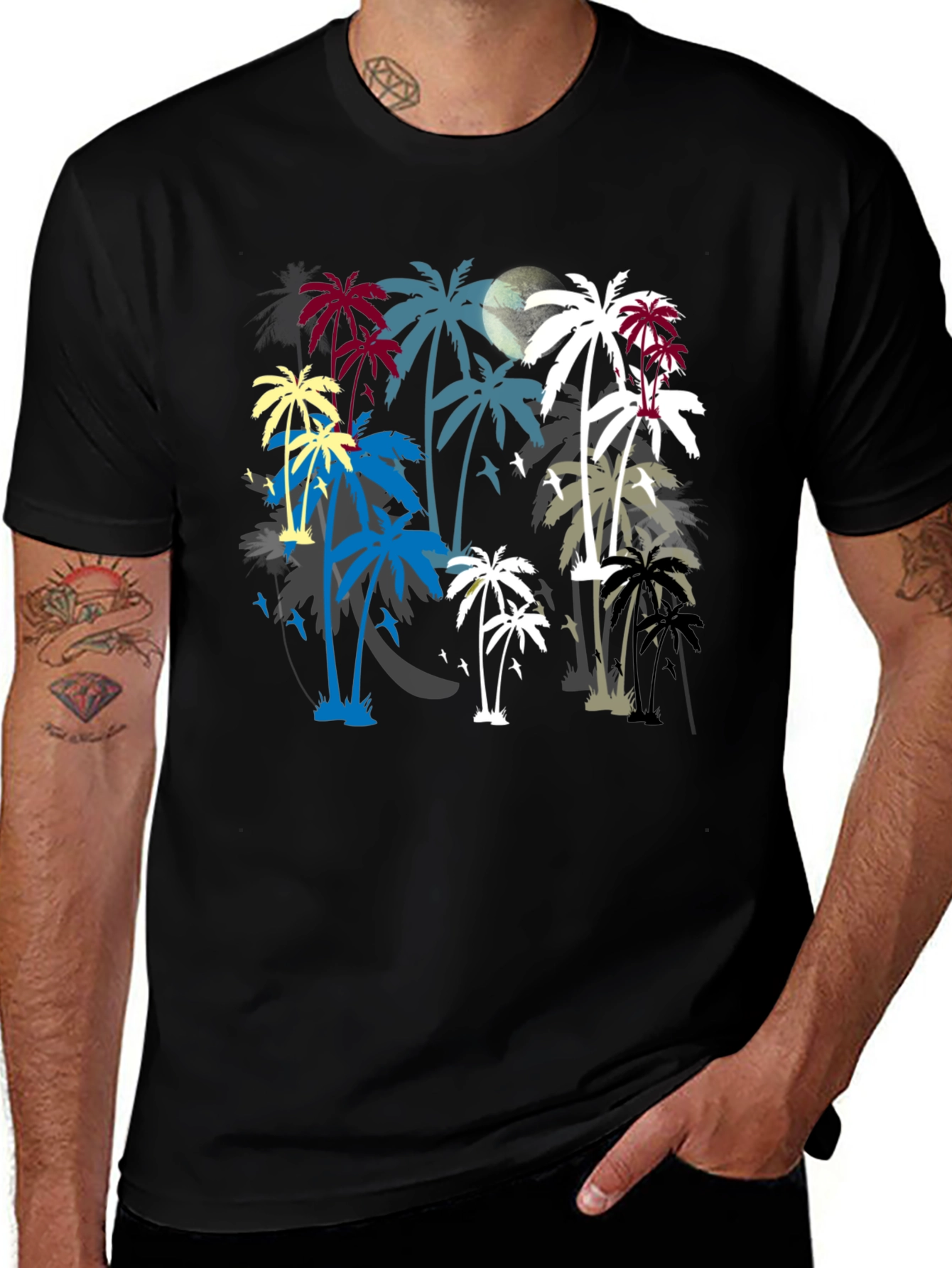 Tropical Palm Tree Silhouette Graphic T-Shirt