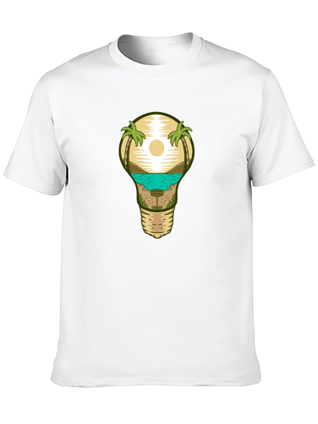Beach Scene Lightbulb Graphic Tee - Black