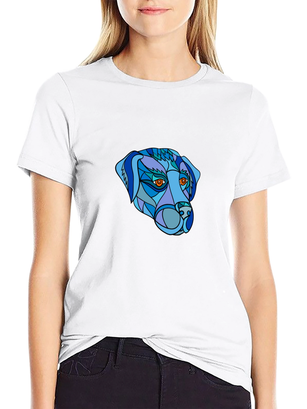 Geometric Dog Head T-Shirt - Unique Design