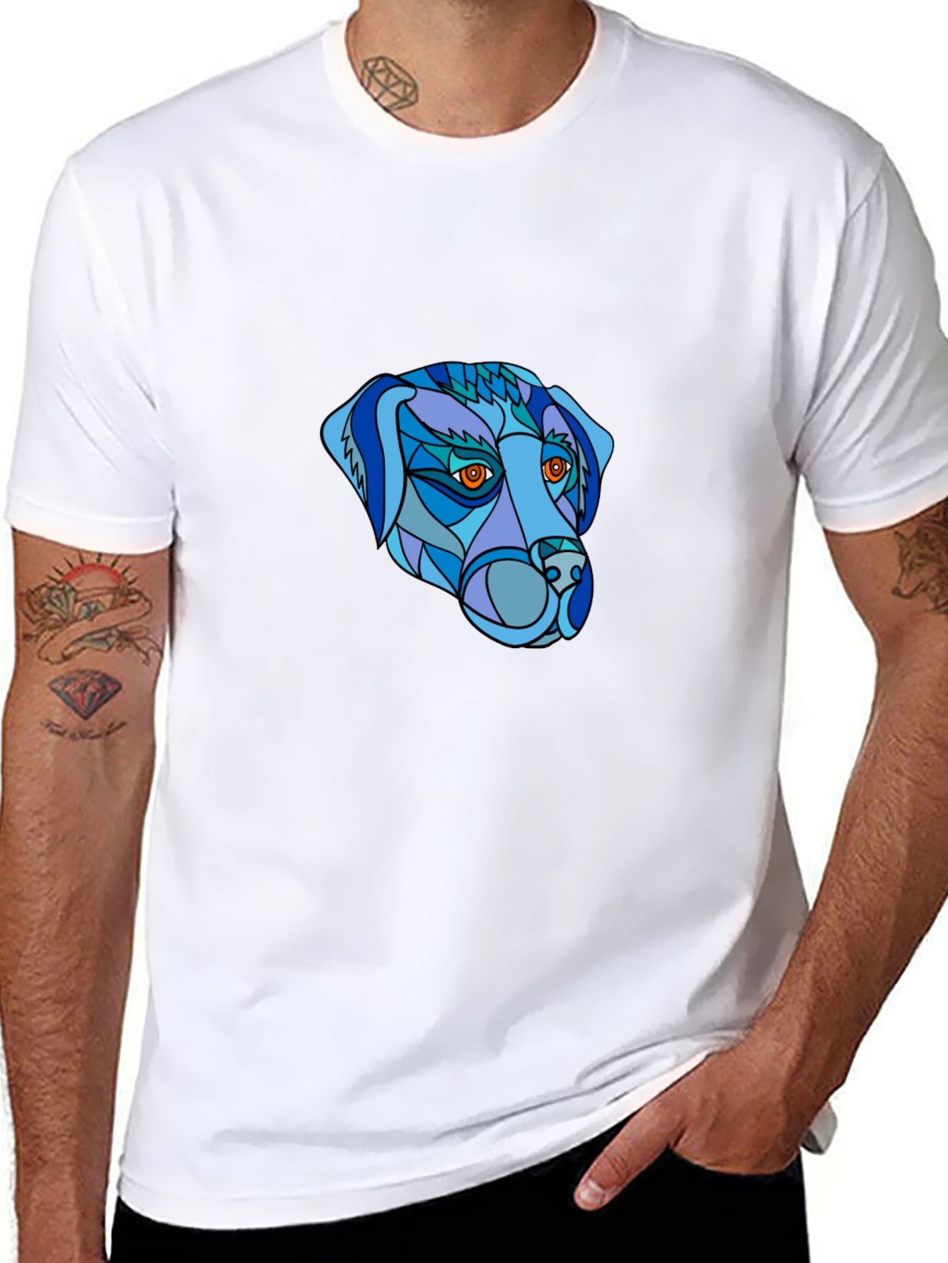 Geometric Dog Head T-Shirt - Unique Design