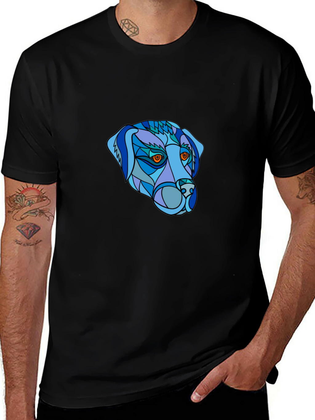 Geometric Dog Head T-Shirt - Unique Design