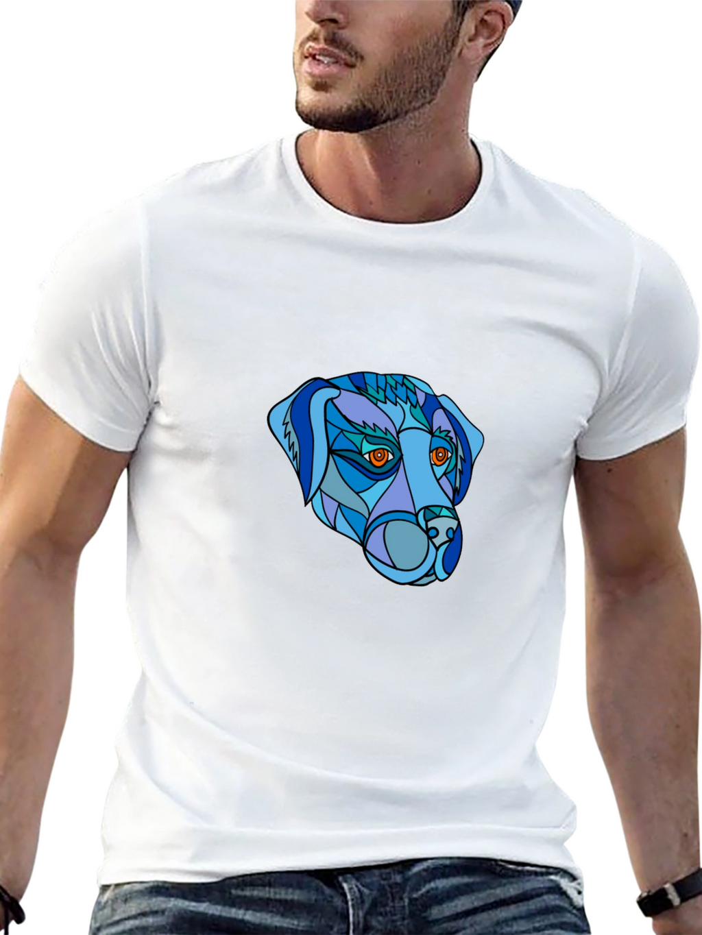 Geometric Dog Head T-Shirt - Unique Design