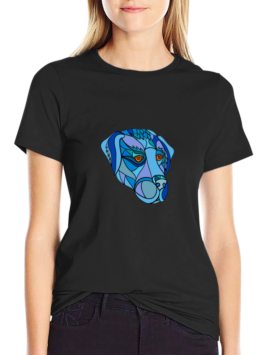 Geometric Dog Head T-Shirt - Unique Design