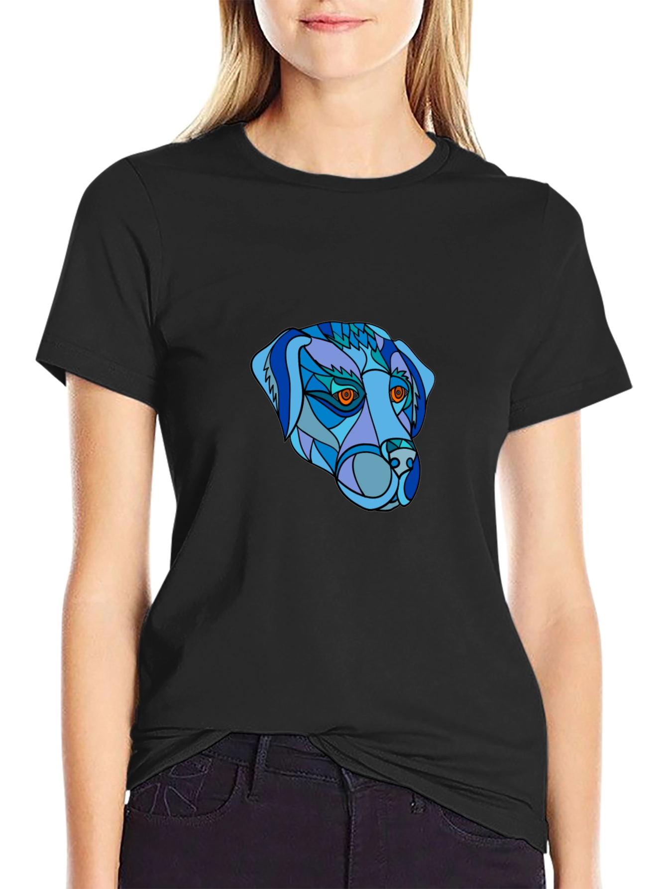 Geometric Dog Head T-Shirt - Unique Design
