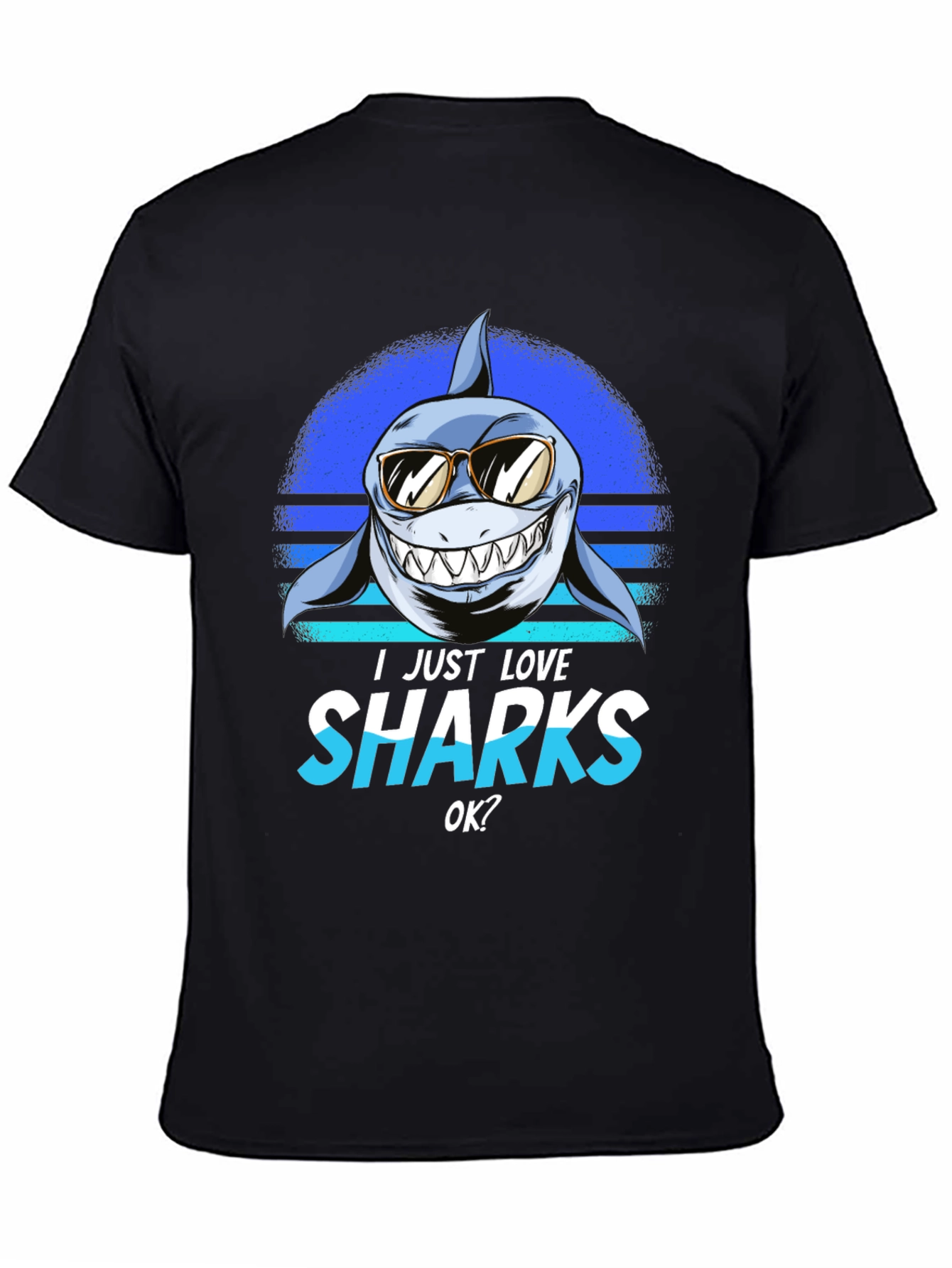 I Just Love Sharks T-Shirt - Cartoon Shark with Sunglasses