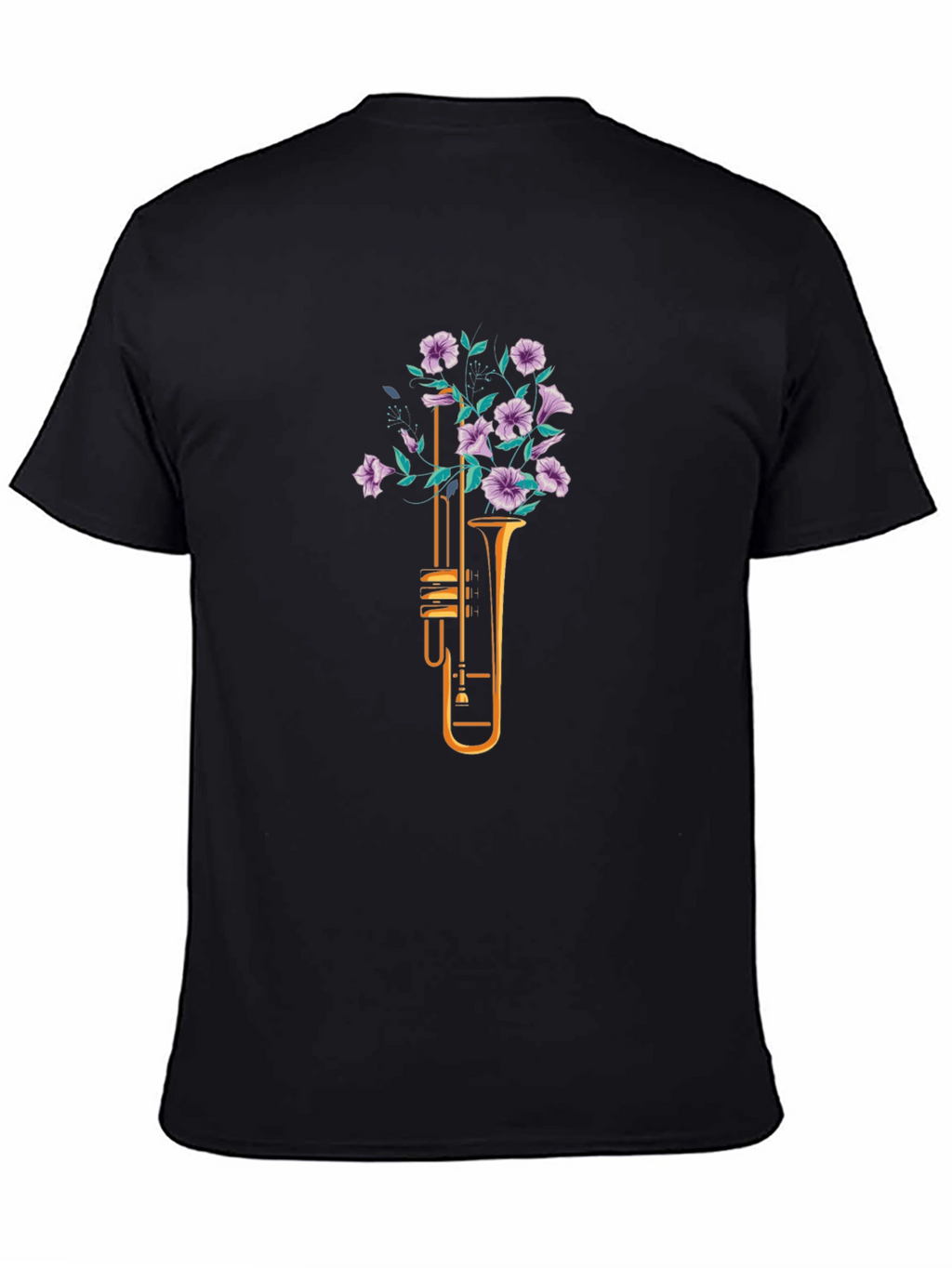 Floral Trumpet Graphic Tee - Black