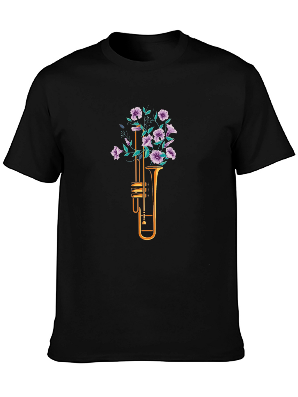 Floral Trumpet Graphic Tee - Black