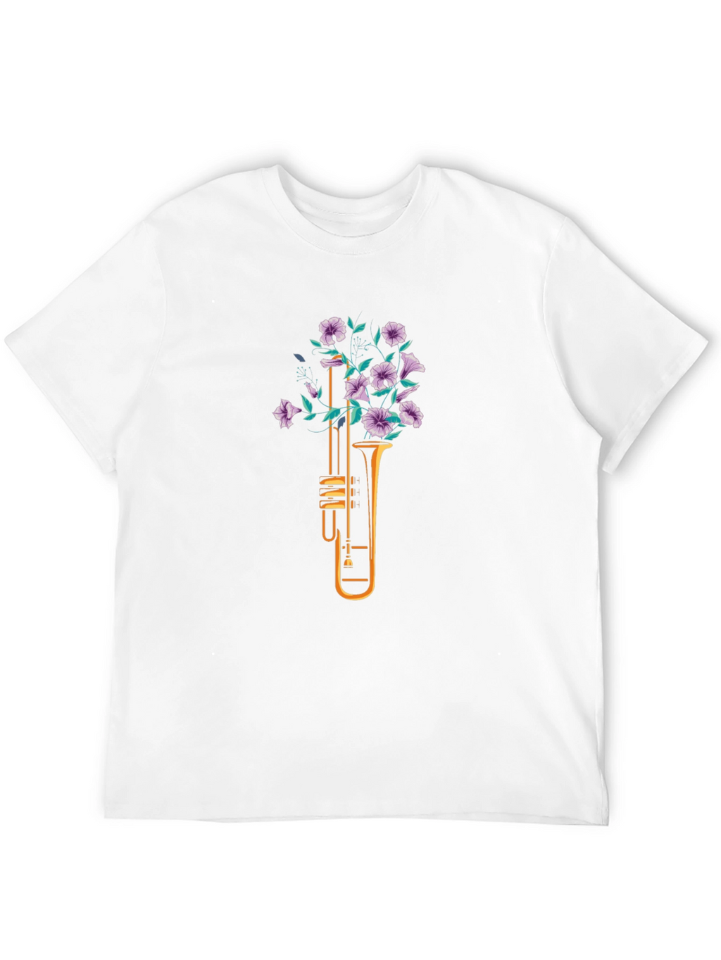 Floral Trumpet Graphic Tee - Black