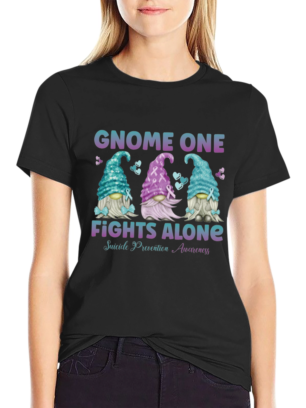 Gnome One Fights Alone Suicide Prevention Awareness T-Shirt