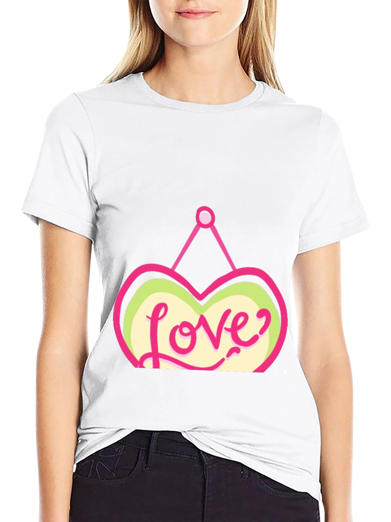 Love Heart Graphic Black T-Shirt