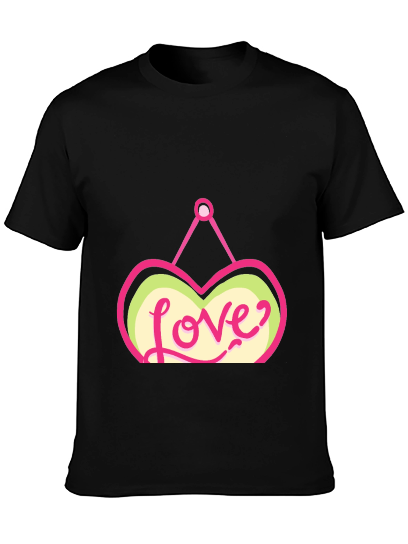 Love Heart Graphic Black T-Shirt