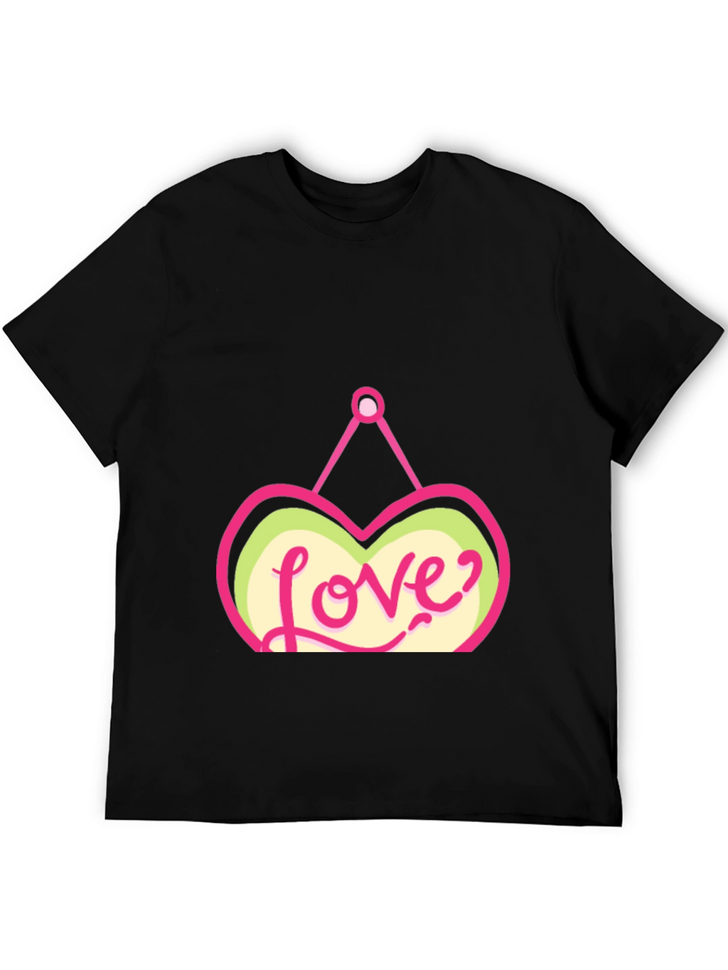 Love Heart Graphic Black T-Shirt