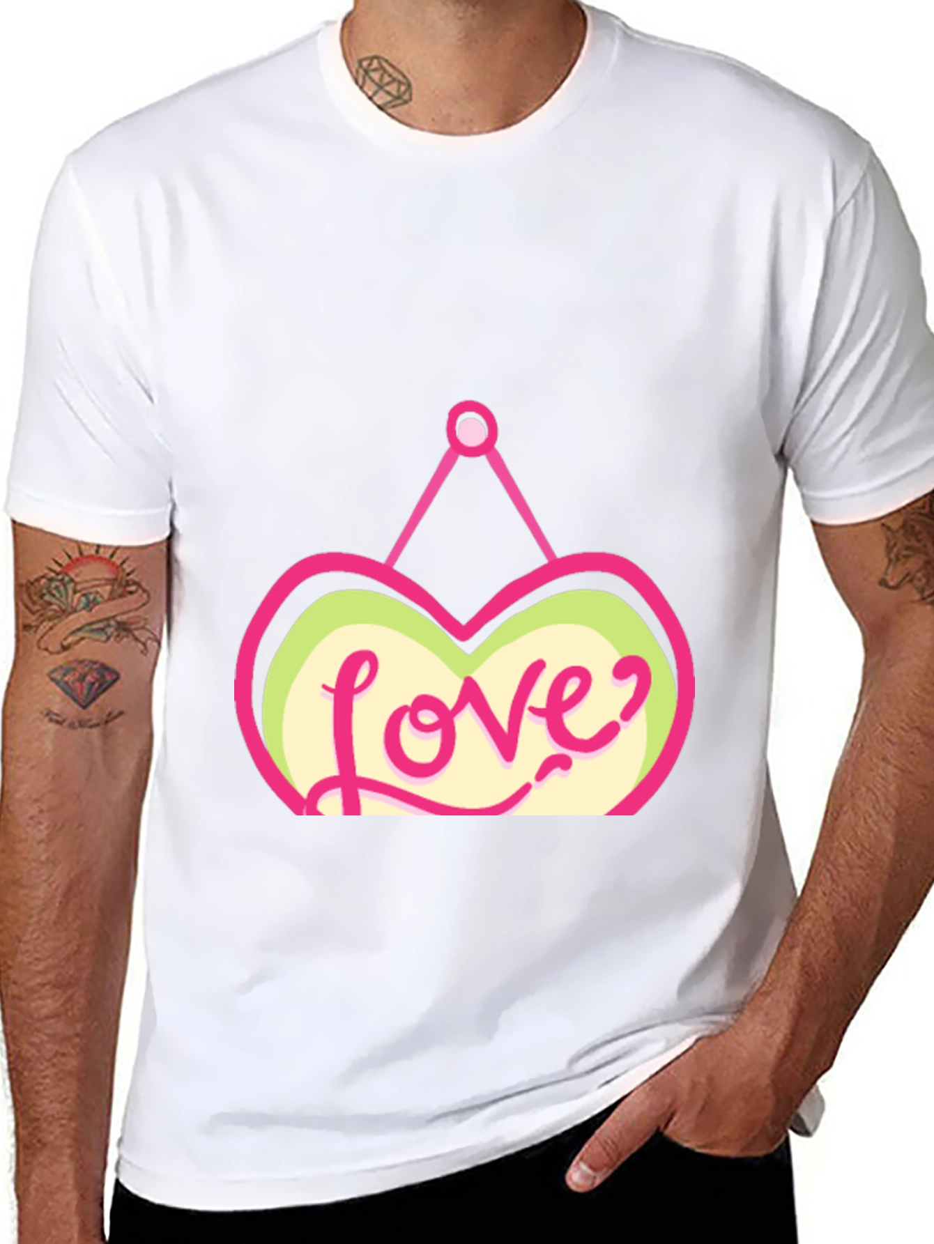 Love Heart Graphic Black T-Shirt