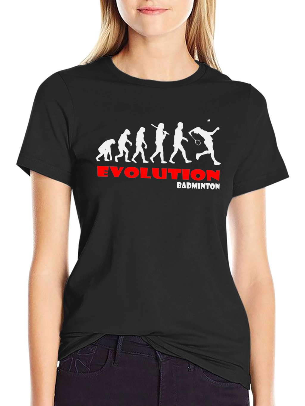 Evolution of Badminton Black Graphic Tee