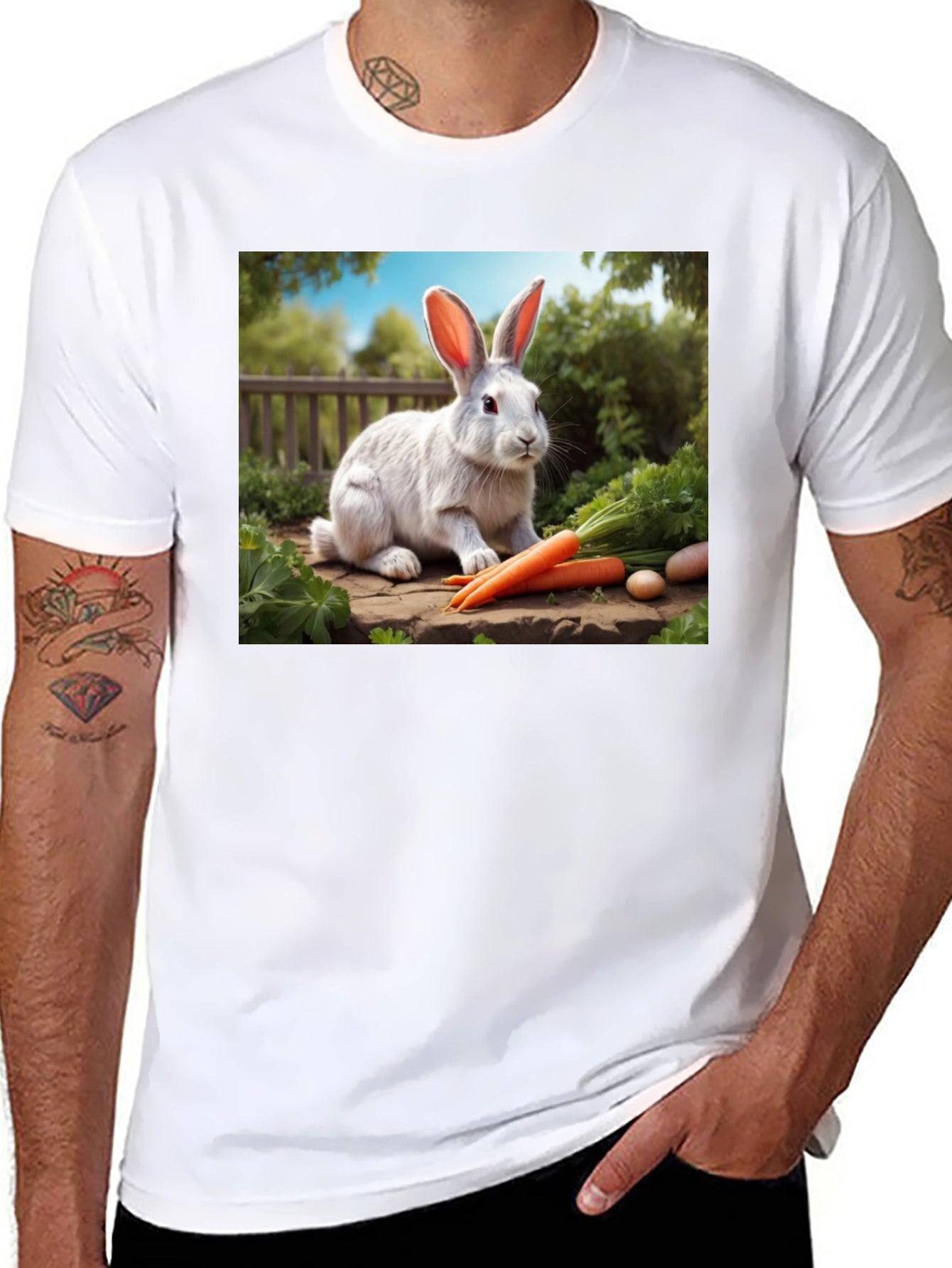 Rabbit & Carrot Graphic Tee - Cute Animal Shirt